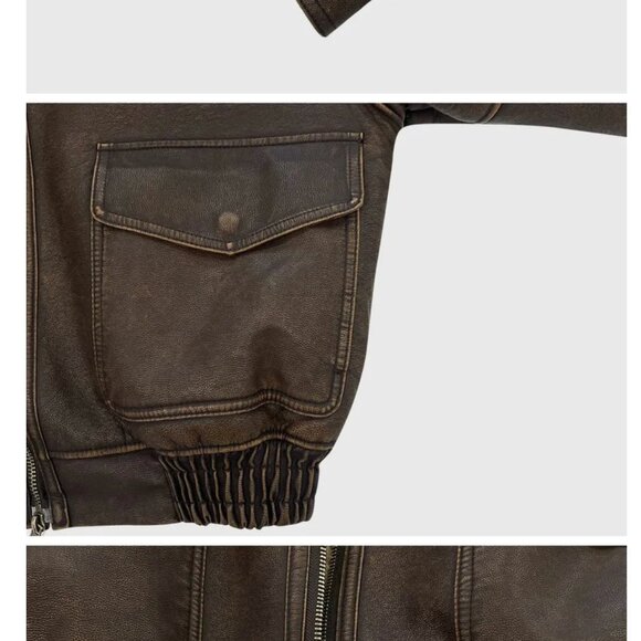 Maybebaby Faux Leather Oversized Shearling Bomber Jacket in Brown XS-M - Picture 8 of 12